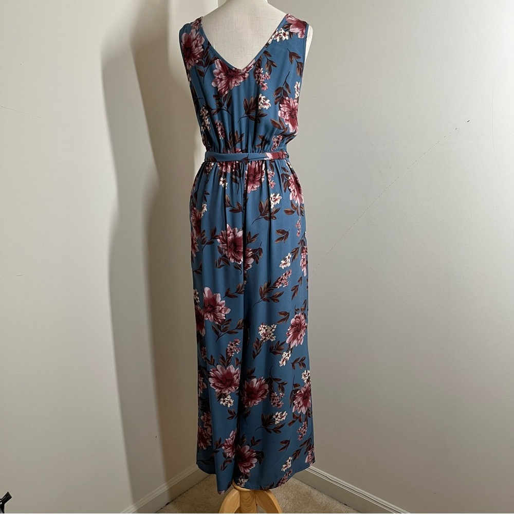 Xhilaration Womens Dk.Teal Floral Print Button Front- SZ S - Sleeveless Jumpsuit - Picture 2 of 11